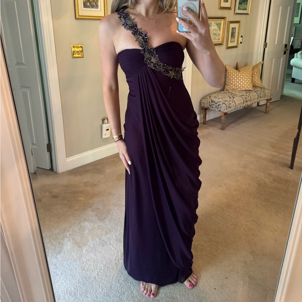 Xscape Plumb And Gold Dress